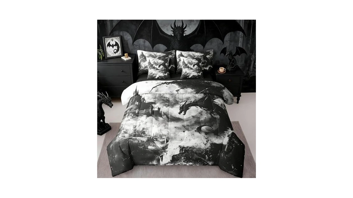 Erosebridal Gothic Dragon Comforter Set 7 Piece Bed In A