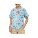 Haloumoning Boys Short Sleeve Button Down Shirt Kids Summer Cartoon
