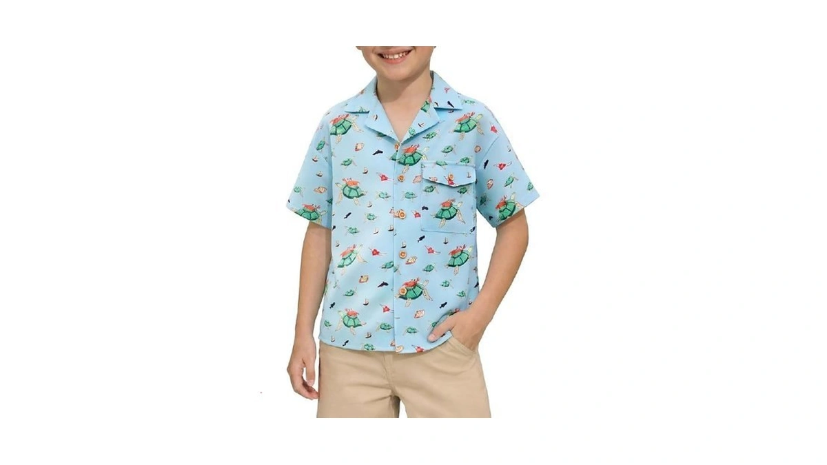Haloumoning Boys Short Sleeve Button Down Shirt Kids Summer Cartoon