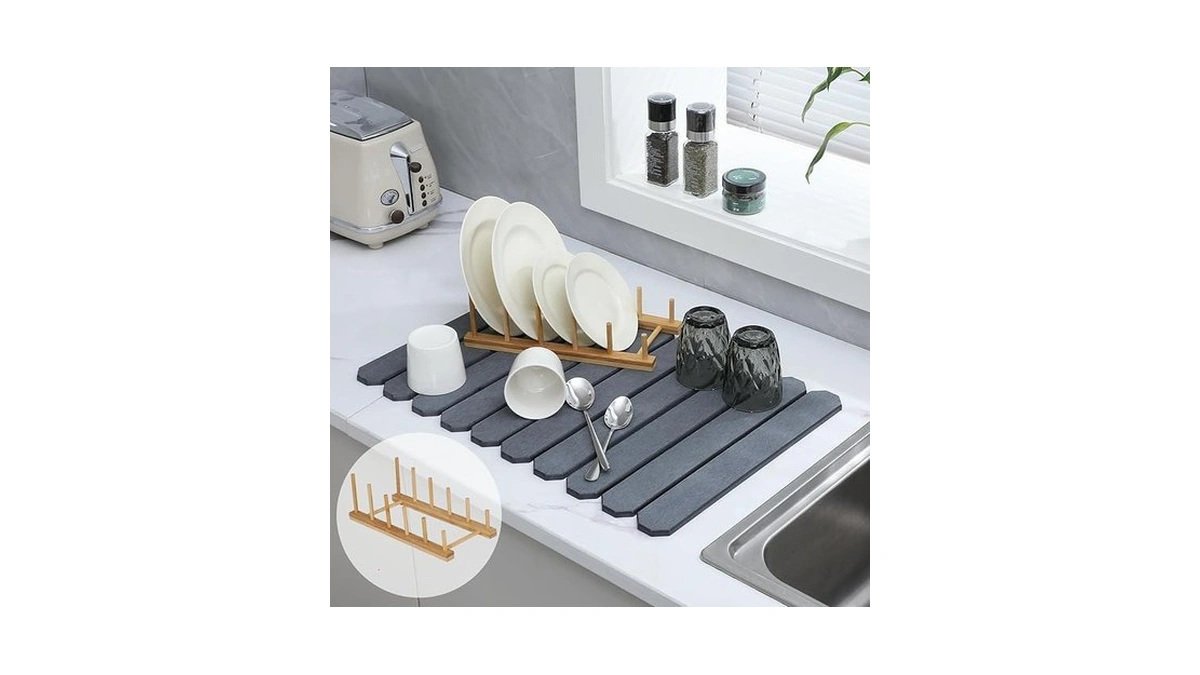 Stone Drying Mat For Kitchen Counter, Quick Drying Stone Dish