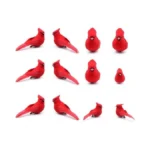 12pcs Cardinal Decor Red Cardinals Bird Clip On Christmas Tree