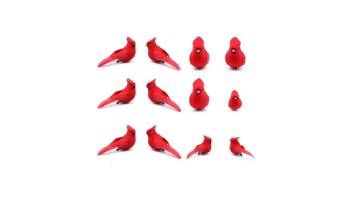 12pcs Cardinal Decor Red Cardinals Bird Clip On Christmas Tree