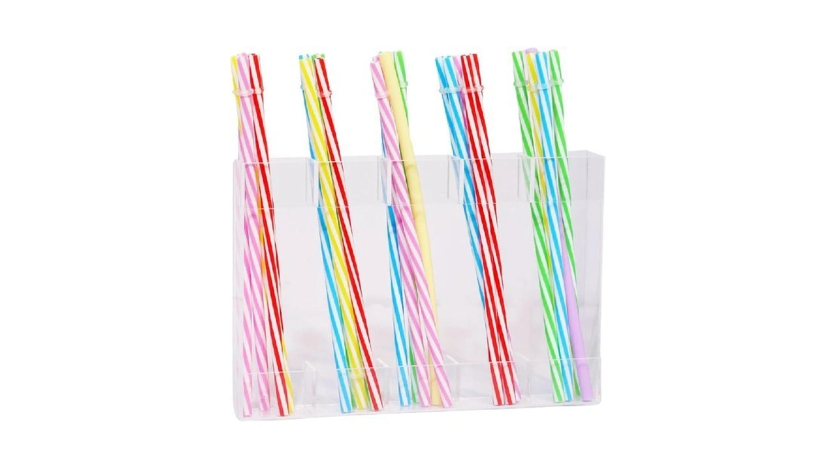 White Acrylic Straw Holder & Tumbler Organizer For Cabinet Door,
