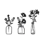 Qzgxdeco Black Metal Flower Wall Decor,metal Vase Wall Art,minimalist Floral