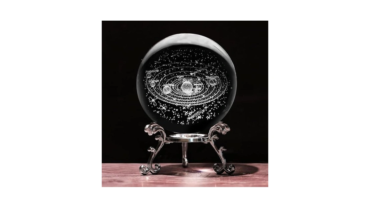 Pyj3dlamp 3d Solar System Crystal Ball With Stand Lase Engraved