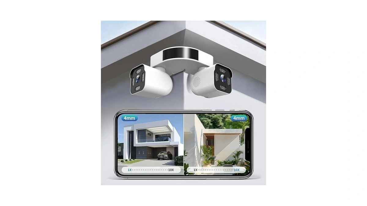 Dual Lens Outdoor Cameras 2.5k/5mp House Cameras Wired Plug-in |