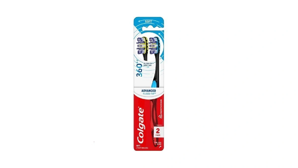 Colgate 360 Advanced Floss Tip Soft Bristle Toothbrush, 17x Thinner