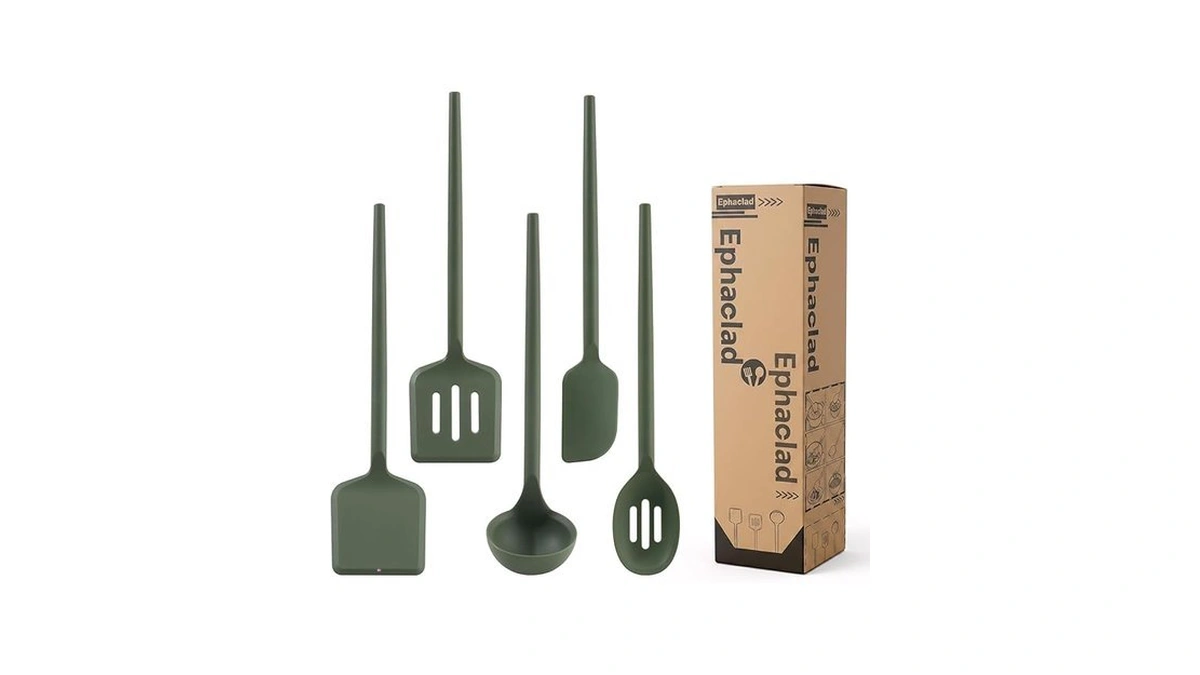 Ephaclad Silicone Kitchen Cooking Utensils Set – 5pcs Extra Long