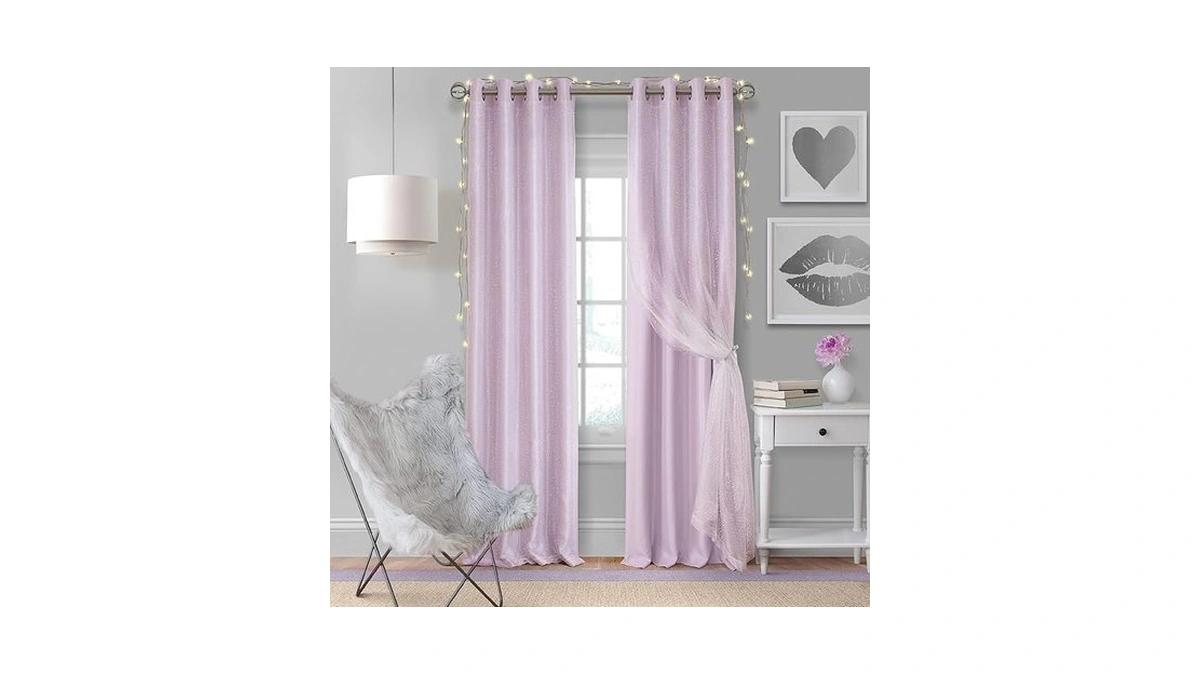 Elrene Home Fashions Aurora Kids’ Sheer Blackout Layered Curtain Panel,