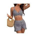 Ajisai Hign Waisted Bikini Sets For Women Swim Skirt Criss
