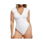 Popilush Shapewear Bodysuits For Women Deep V Neck Cap Sleeve