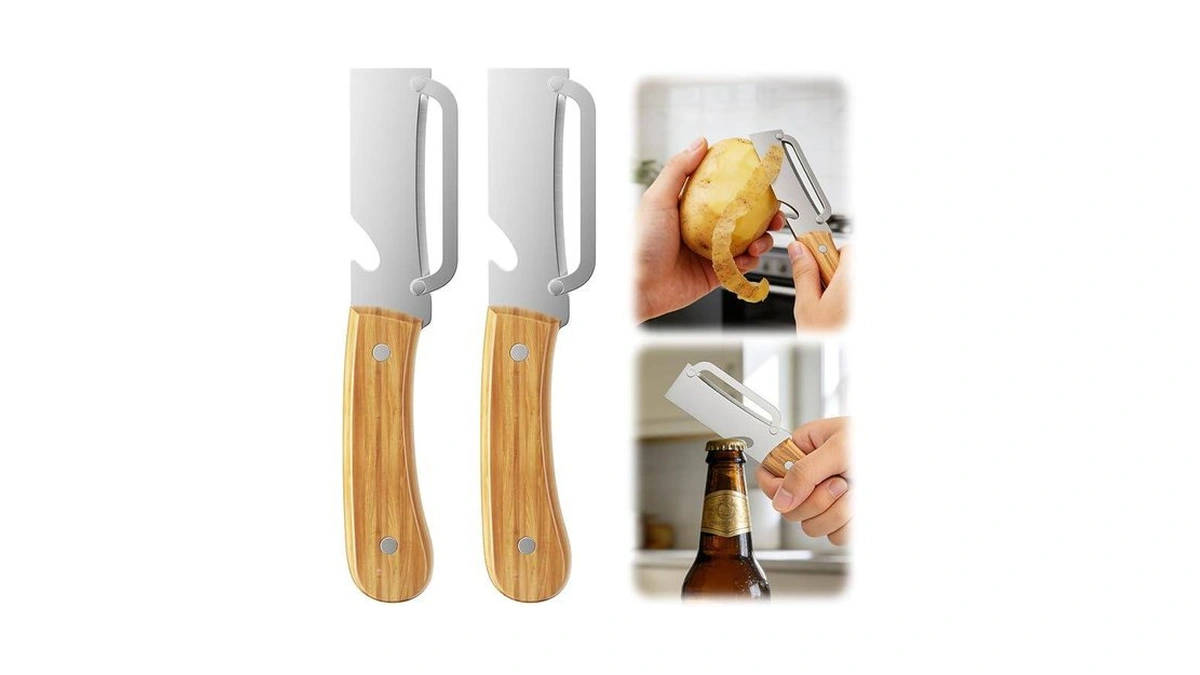 Multi-functional Vegetable Peeler For Kitchen, With Wooden Handle And Bottle