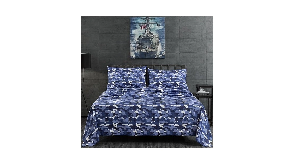 Chezmoi Collection Military Camo 4-piece Sheet Set - Camouflage Blue