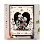 Artcreator The Lovers Skull Tapestry Wall Hanging Black And White