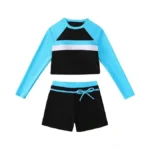 Girls Long Sleeve 2 Piece Rash Guard Set Flower Print