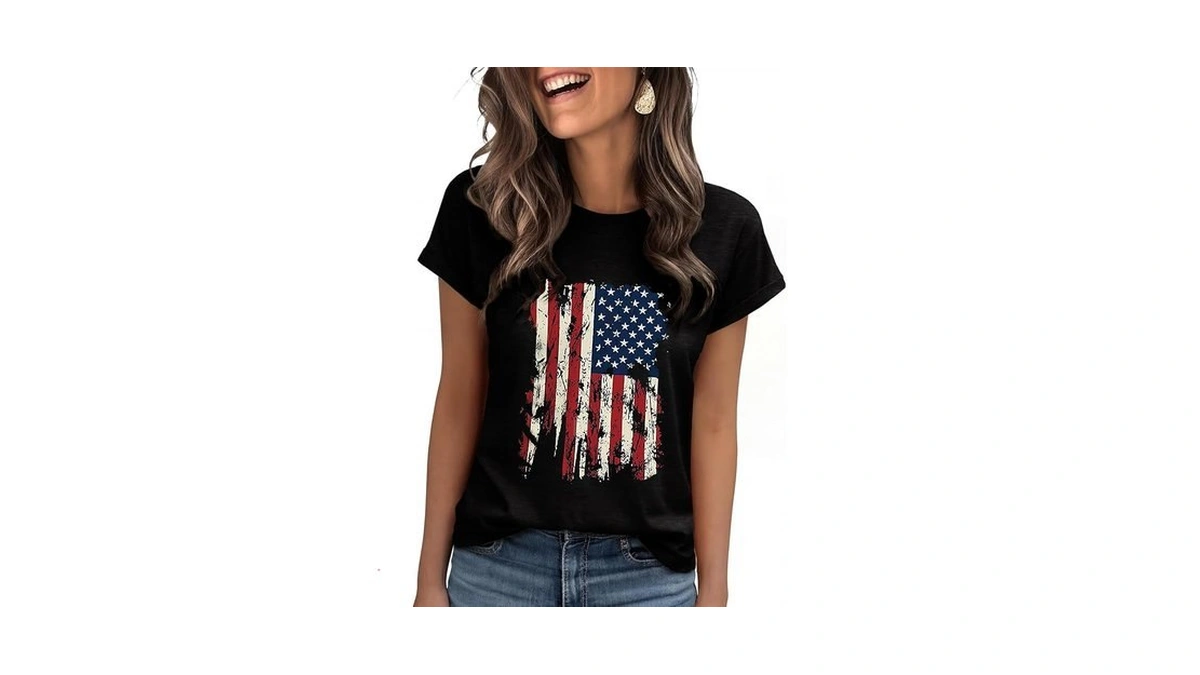 Humordream Women’s American Flag Shirts Star And Stripes Graphic Print