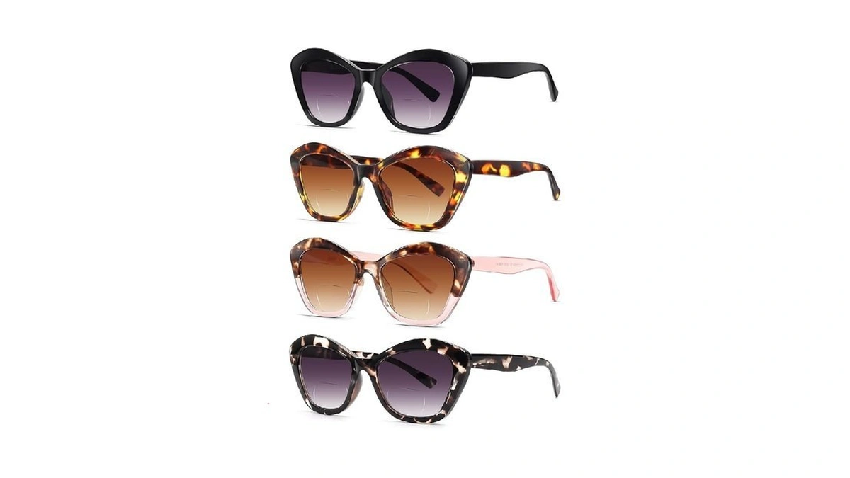 Ladeesse 4 Pack Bifocal Reading Sunglasses For Women Fashion Cateye