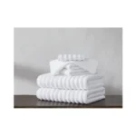 London Fog Zero Twist Ribbed 6 Piece Towel Set White