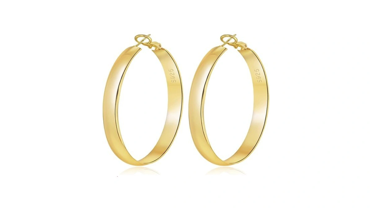 Dhzjtsl Gold Hoop Earrings For Women, 14k Gold Plated Hypoallergenic