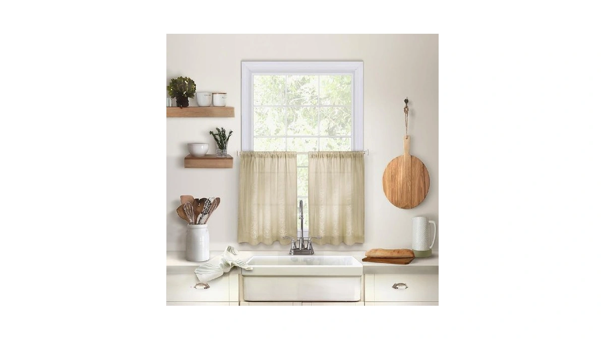 Elrene Home Fashions Cameron Linen Tier Curtains, 30" W X