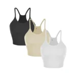 Nicytore 3-pack Women's Seamless Crop Top Ribbed Camisole No Padding