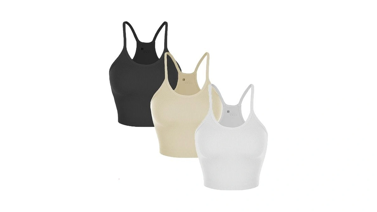 Nicytore 3-pack Women's Seamless Crop Top Ribbed Camisole No Padding