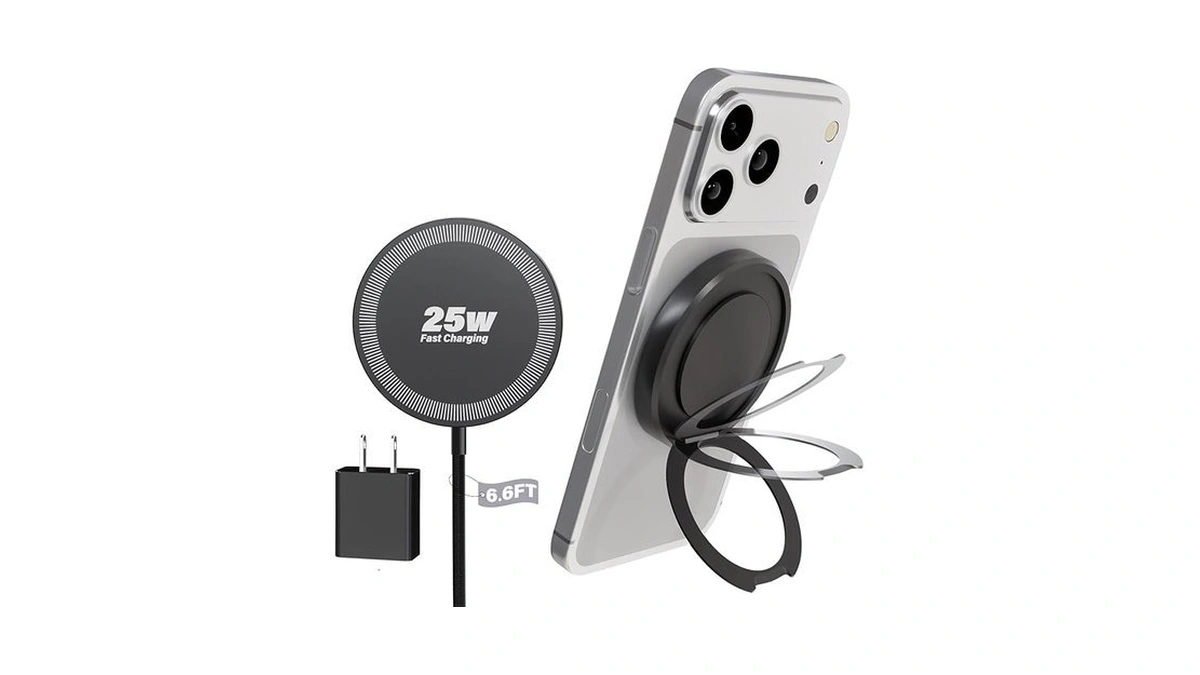 Magnetic Wireless Iphone Charger Fast Phone Charger With Kickstand, 6.6ft
