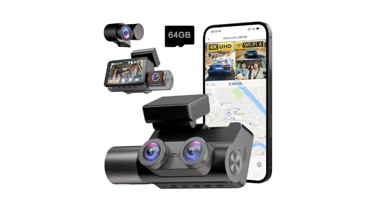 Frvesroe 4k 3 Channel Dash Cam Front And Rear Inside
