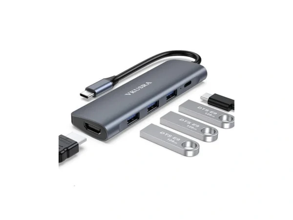 Usb C Hub Multiport Adapter, Vkusra 5 In 1 Dongle