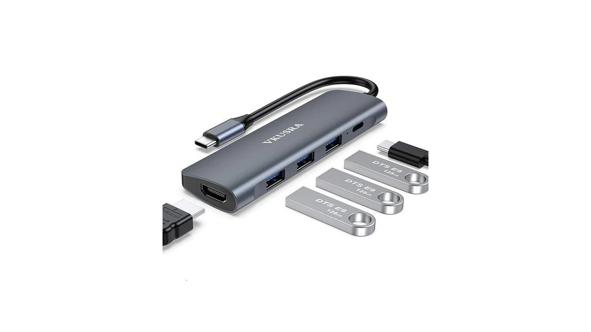 Usb C Hub Multiport Adapter, Vkusra 5 In 1 Dongle