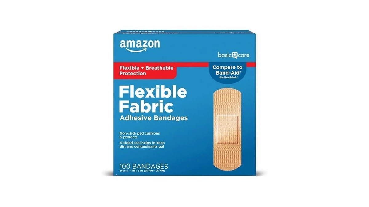Amazon Basic Care Flexible Fabric Adhesive Bandages, First Aid For