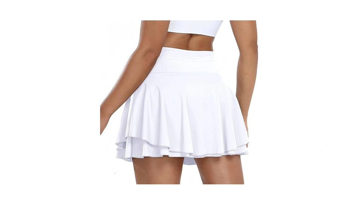 Tivifox White Womens Tennis Skirt Pleated Ruffled Skorts For Woman