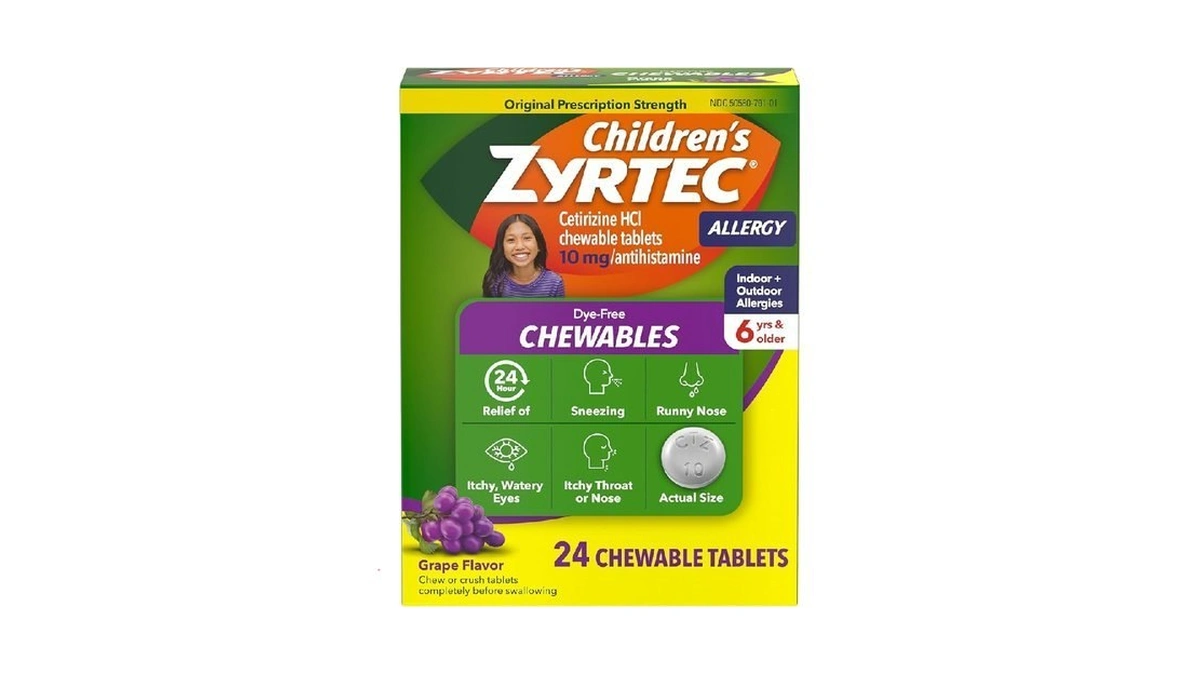Zyrtec Children's Dye-free Chewables For 24 Hour Allergy Relief, 10