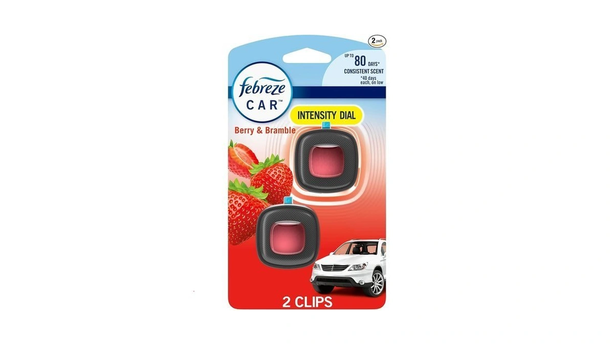 Febreze Car Air Freshener Vent Clip Berry & Bramble Scent,