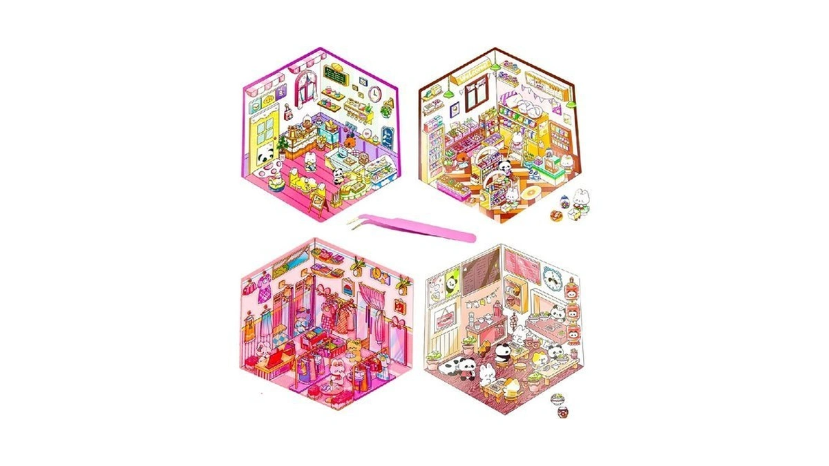 Diy 3d House Stickers Kit 4 Sets Non-toxic & Safe