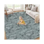 5x8 Area Rugs For Living Room: Soft Grey Fluffy Rug