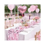 Tiosggd Pink Table Runner 11'' X 192'', Metallic Glitter Foil