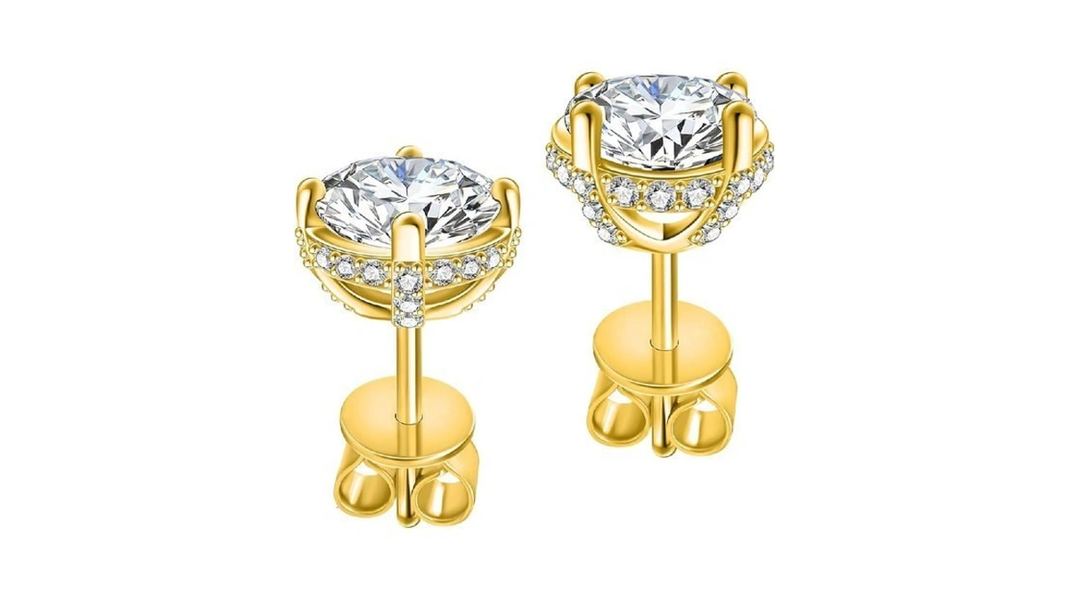 Moissanite Gold Studs Earrings For Women Earrings Studs Sensitive Earring