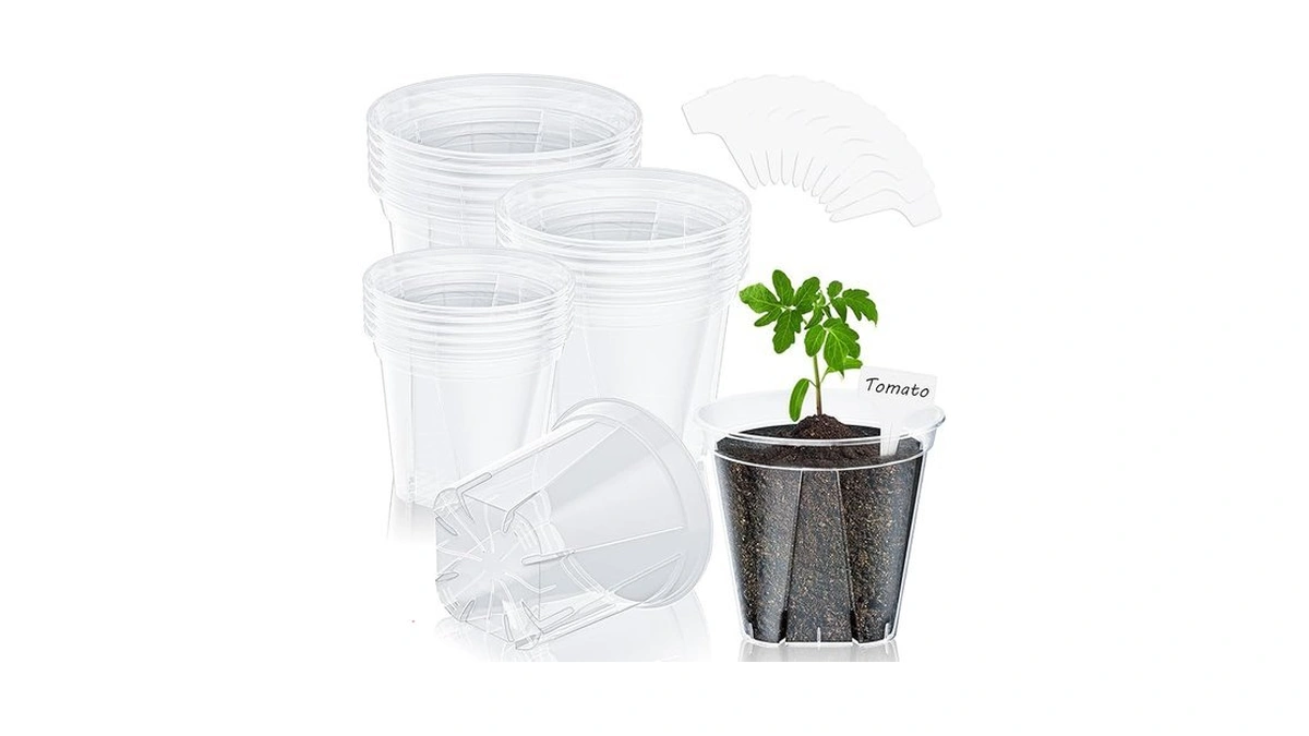 Groodo 18 Pack Clear Nursery Pots For Plants, 5.5/5.9/6.3 Inch