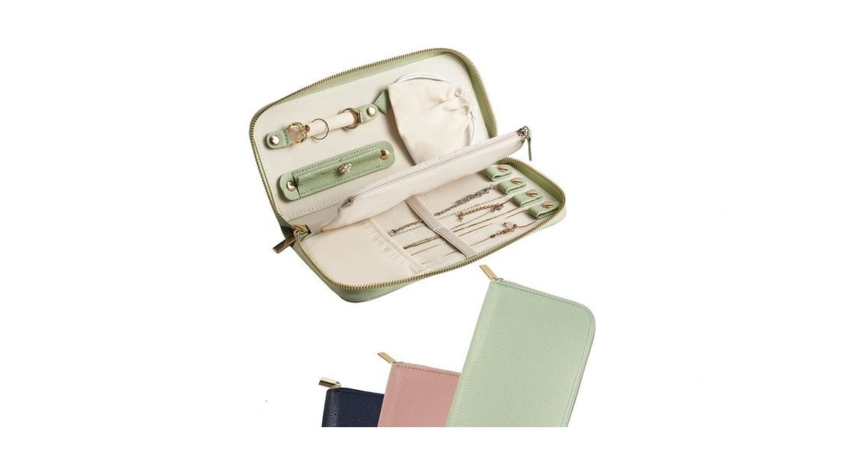Femiecho Travel Jewelry Organizer Case - For Tangle-free Necklaces, Earrings,