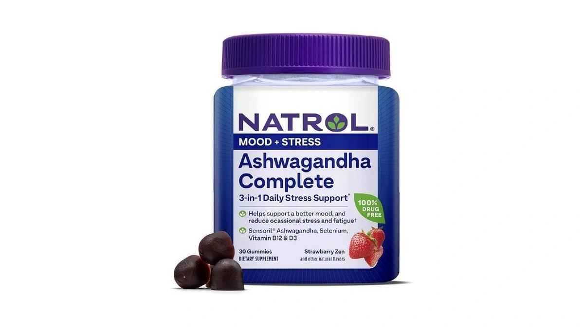 Natrol Ashwagandha Complete Gummy, 3-in-1 Daily Stress Support, Supports Better