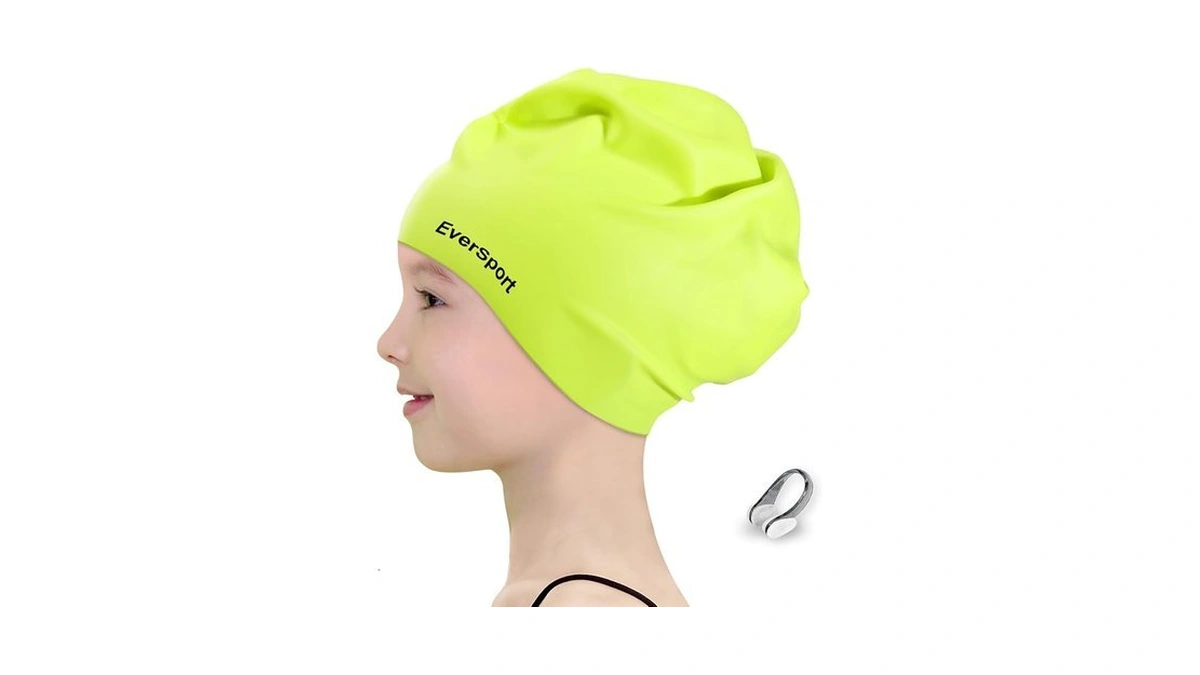Eversport Kids Swim Caps 6-14 For Girls Long Hair, Large