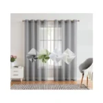 Randall Faux Linen Window Curtains Gray Sheer Open Weave Window