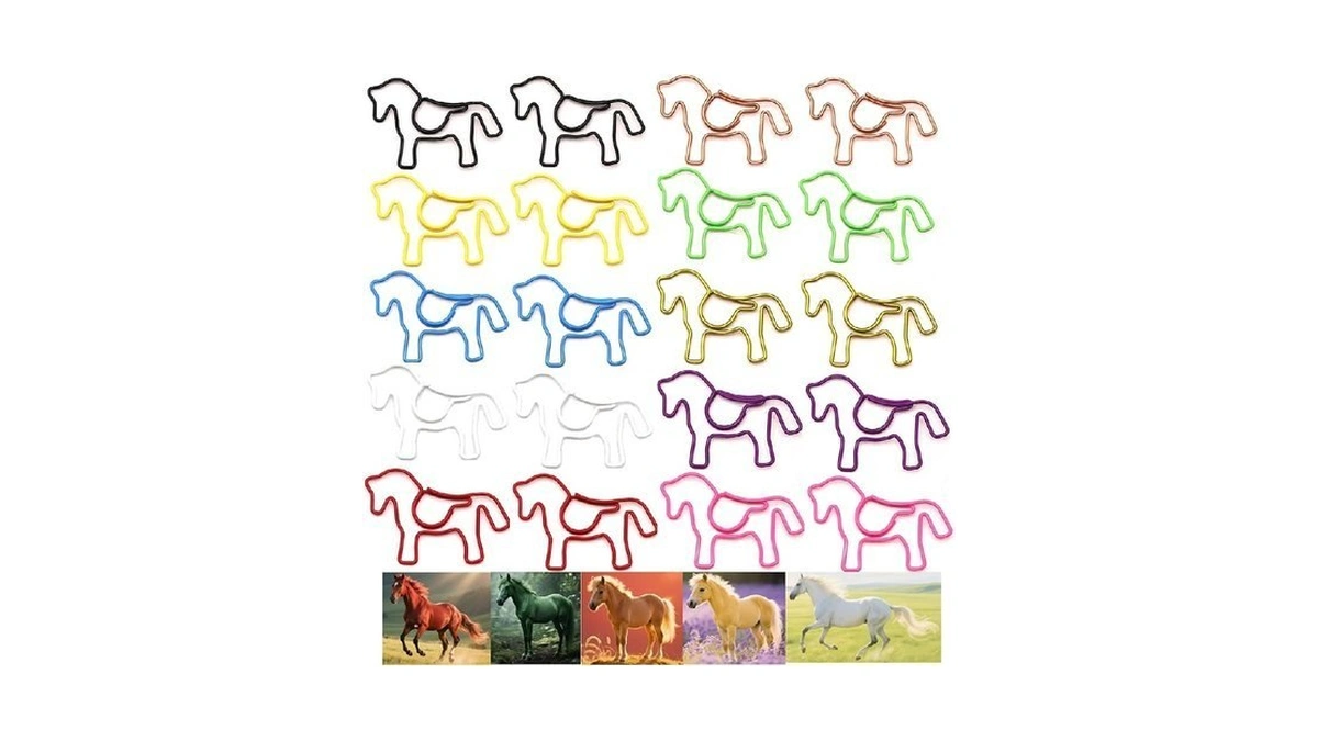Upquzzfy 30pcs Cute Horse Shaped Paper Clips, Decorative Animal Paperclips
