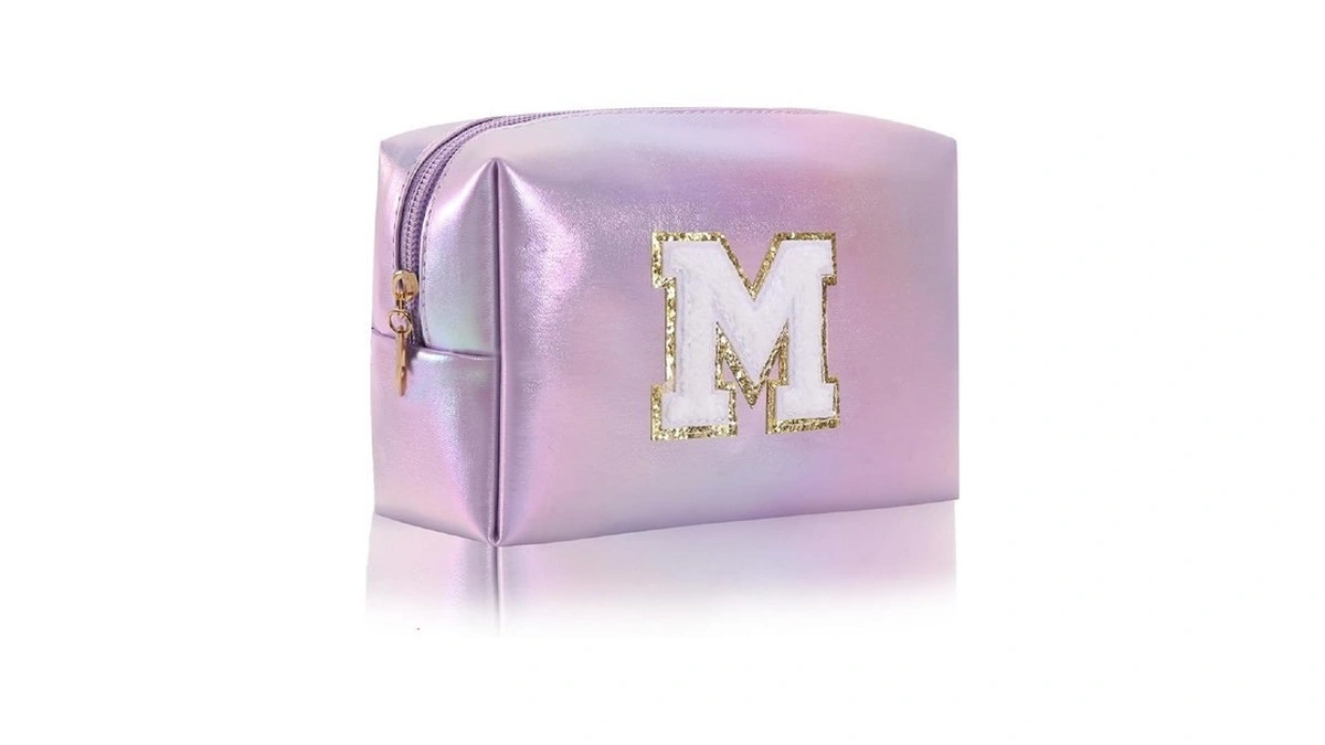Monogrammed Gift For Women Girls,personalized Initial Cosmetic Bag Preppy Makeup