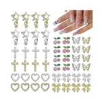 Vceow 48pcs Nail Art Charms Set Silver And Gold Alloy