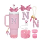 Mity Rain 7pcs Pink Cup Accessories Set For Stanley Cup,