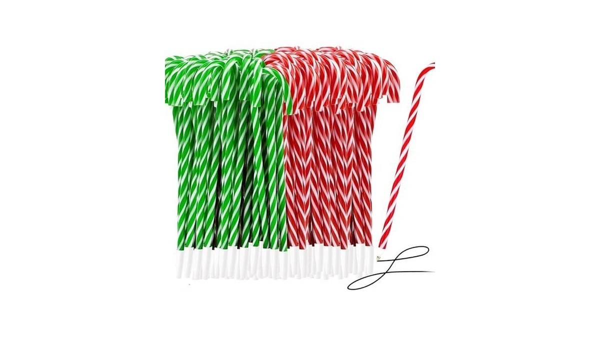 Zealor 100pcs Christmas Candy Cane Pen Christmas Ballpoint Pens With