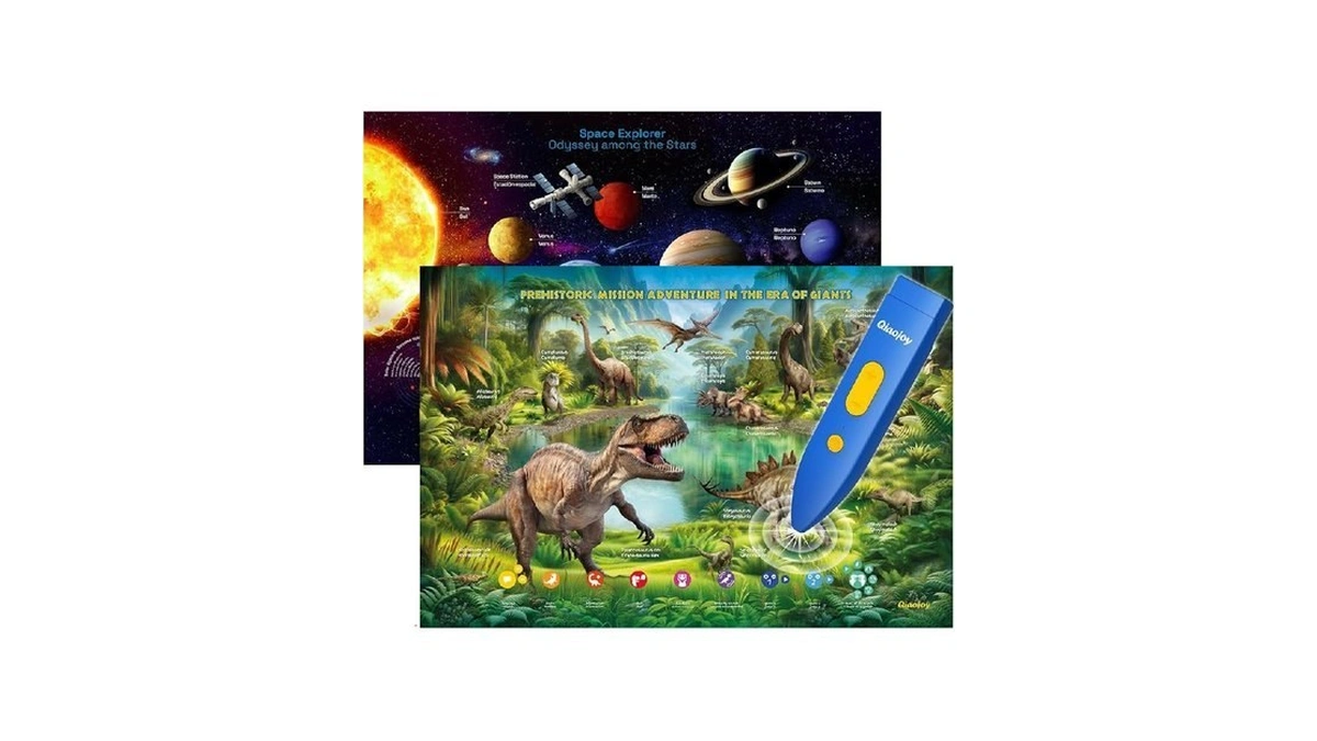 Bilingual Interactive For Kids Talking Dinosaur Space Poster For Kids