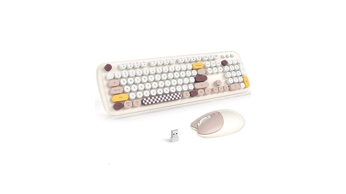 Mofii Wireless Keyboard And Mouse Combo, Full-sized Colorful Typewriter Keyboard